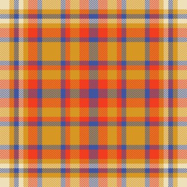 Plaid check pattern in orange and red colors. Seamless fabric texture. Tartan textile print design. clipart