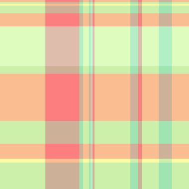 Kumaş dokusunu kontrol et, panço desenli vektör arkaplanı. Yaratıcı tekstil ekoseli açık ve turuncu renk paleti.