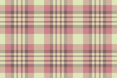 Nostaljik arka plan tekstil kontrolü, kanepe kumaş desenli tartan. Işık ve kırmızı renk paletinde dikişsiz ekose vektör biçimlendir.