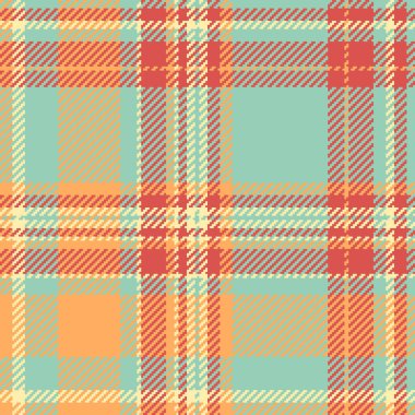 Damalı vektör ekoseli kumaş, kusursuz ticari desen dokusu. Açık ve kırmızı renk paletinde tartan tekstil arkaplanını İspanyolca kontrol et.