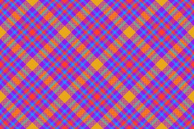 Desensiz vektörün kumaş arkaplanı, ekoseli kumaş denetimi, mor ve cyan renklerinde..