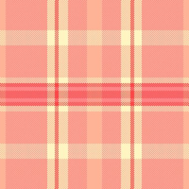 Ekoseli tarama, kumaş kumaş desenli sanat eserleri al. Kırmızı ve turuncu renklerde desensiz tekstil vektör dokusu.