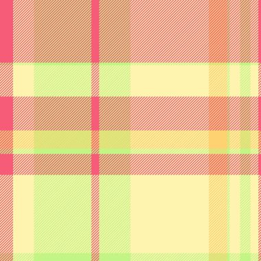 Birincil kontrol kusursuz arka plan, çizgili tartan doku tekstili. Her gün ekose kumaş vektör deseni sarı ve kırmızı renk paletinde.