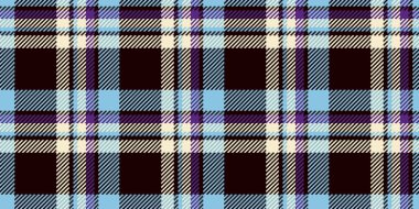 Reklamlar kusursuz çek tekstili, ekose desenli baskı. Siyah ve cyan renk paletinde kız kumaşı arkaplan vektörü.