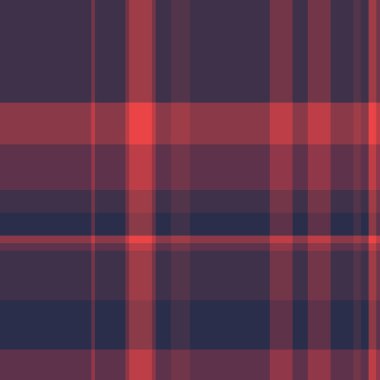 Arka plan tekstil dikişsiz, kürklü ekose vektör dokusu. Bizon kumaşı tartan desenini kırmızı ve koyu renk paletinde kontrol et.