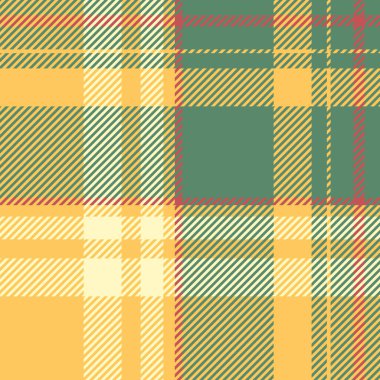 Meslek arka planı kusursuz kontrol, geometrik tartan doku vektörü. Kehribar ve yeşil renk paletinde sahne tekstil kumaş ekoseli desen.