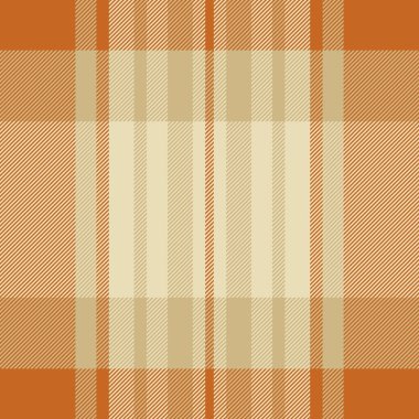 Ufuk dokusu kontrolü tekstil, şekil arka plan kumaş vektörü. Döküntü desenli turuncu ve açık renkli ekoseli palet..