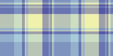 Karnaval vektör kontrol şablonu, dokuma dokusu pürüzsüz. Mavi ve açık renk paletinde ekose kumaş arkaplanı.