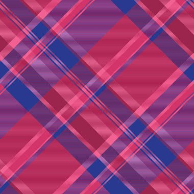 Boş vektör kontrolü, arka plan tartan deseni. Herringbone kumaş desen ekose tekstil pembe ve mavi renk paleti.