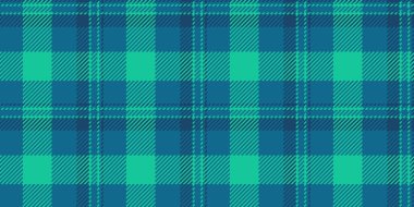 Gingham tartan desenli kumaş, dekorasyon tekstil kareli arka plan. Cyan ve teal renk paletinde çizgili desen kusursuz denetleme vektörü.