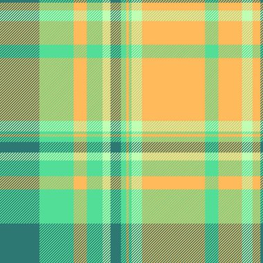 Uzun desenli dikişsiz tartan, ekose kumaşlı menü. Kehribar ve yeşil renk paletinde sonsuzluk kumaşı kontrol vektör arkaplanı.