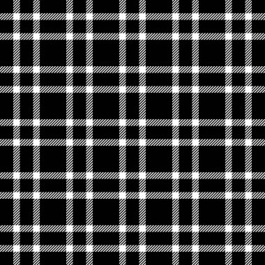Japon kusursuz desen dokusu, zarif kumaş vektör kontrolü. Siyah ve beyaz renk paletinde tartan arkaplan ekoseli tekstil paketleniyor.