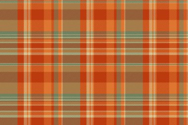 Oturma odası tartan vektörünü kontrol et, serbest desenli ekose arka plan. İnanılmaz tekstil kumaş dokusu turuncu ve pastel renklerde pürüzsüzdür..