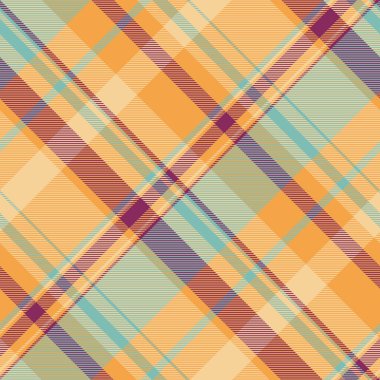 Yorgan vektör dokusunu kontrol et, ekose tekstil arkaplanı çiz. Paçavra desenli turuncu ve kehribar rengi palet kumaş..