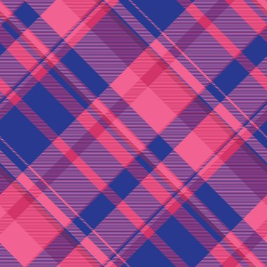 Sevgililer Günü desenli ekose kumaş kontrolü, kraliyet desenli kumaş kumaşı. Pembe ve mavi renk paletinde kusursuz kumaş arkaplan vektörü.
