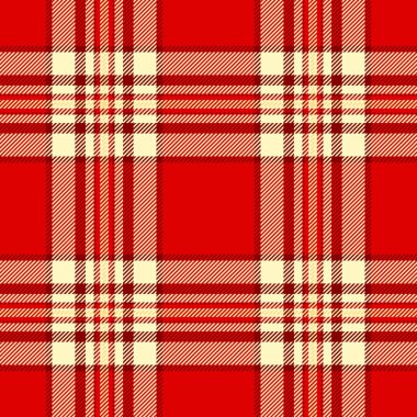 Piknik örtüsü tartan vektör kontrolü, boya dokusu ekose. Platform kumaş arkaplanı kırmızı ve açık renk paletinde pürüzsüz desen.