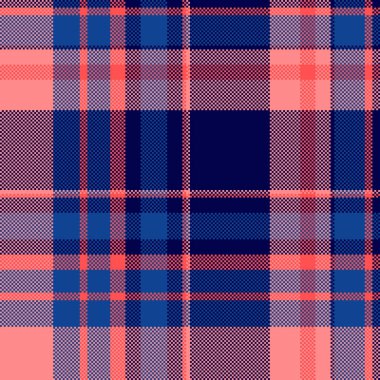 Warp arkaplan şablonu pürüzsüz, tek kumaş ekoseli vektör. Tarafsız tekstil denetimi koyu ve mavi renk paletinde tartan dokusu.