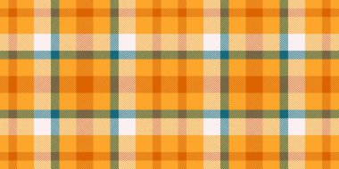 İzleme tekstil kontrolü, kültürel vektör dokusu. 50 'lerin kumaş ekose ekoseli turuncu ve beyaz renk paleti..