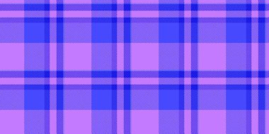 Tekstil kumaş vektörünü boyamak, rahat şablonu kusursuz kontrol etmek. Mor ve mavi renk paletinde Geometri tartan arkaplan ekose deseni.