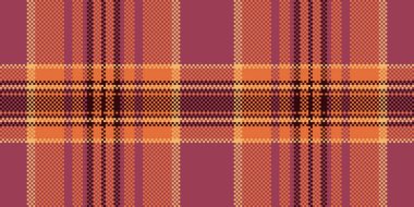 Şeftali taşıyıcı, dikişsiz kumaş, indirimli arkaplan kontrolü. Kraliyet tekstil deseni turuncu ve kırmızı renk paleti ile tartan deseni.