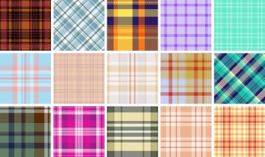 Geometrik ekoseli desenler, kalın çizgili, tekstil, giysi, duvar kağıdı ve kumaş izleri için mükemmel. Geleneksel İskoç esinlenilmiş tasarımlarına modern ve modaya uygun bir büküm ekle.