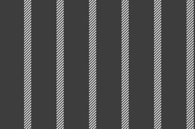 Neşeli doku dikey, hassas desen çizgisi vektörü. Tekstil çizgili arkaplanı gri ve beyaz renklerde pürüzsüz listele.