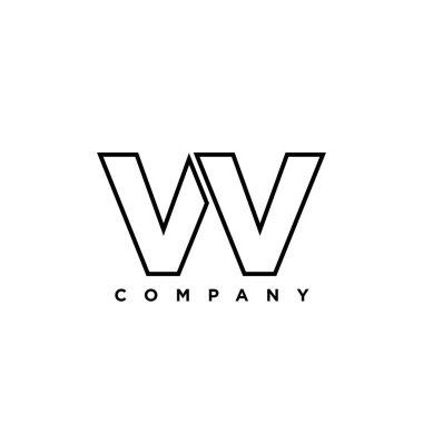 V ve V harfleri, VV logo tasarım şablonu. Şirket kimliği için asgari monogram tabanlı logotype.