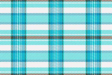 Çapraz geçmiş kontrolü dokusu, ince desenli tekstil vektörü. Düz kumaş ekoseli tartan. Cyan ve beyaz renk paletinde kusursuz..