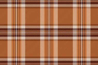 Hediye kartı tekstil ekose vektörü, yaratıcılık kusursuz tartan deseni. Seksi arkaplan kontrolü dokusu turuncu ve açık renk paleti ile.