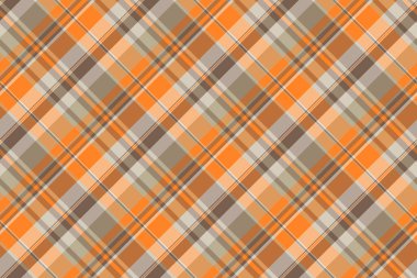 Etkileyici, pürüzsüz bir arka plan, keten tekstil kontrol vektörü. Turuncu ve pastel renklerde normal ekose kumaş deseni paleti.