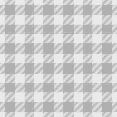 70 'lerin desenli tartan tekstili, iş dokusu vektör arka planı. Tarafsız kumaş ekoseyi gri ve beyaz renk paletinde kontrol et.