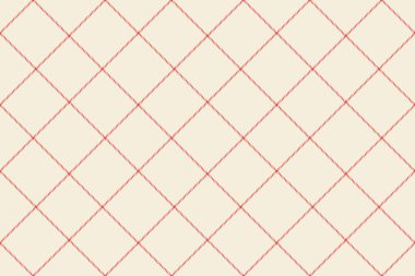 İplik dokusu kontrolü tekstil, güzel tartan kumaş vektörü. Checker desenli ekoseli arka plan, antika beyaz ve kırmızı renk paletinde pürüzsüz.