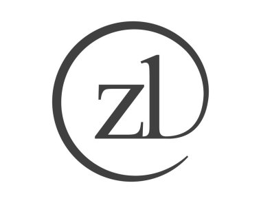 Daire şeklinde e-posta işareti tarzında iki harften ZL logosu. Z ve L, iş şirketinin logosu