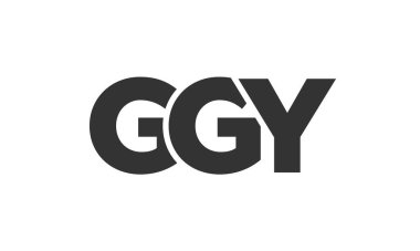 GGY logo tasarım şablonu güçlü ve modern kalın metin ile. Basit ve minimal tipografi içeren ilk tabanlı vektör logosu. Moda şirket kimliği.