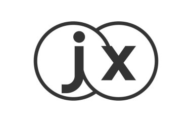 JX şirket amblemi ana hatlar ve J x harfleriyle. Marka kimliği için birleşmiş iki dairenin logo şablonu, logotip. Vektör Sonsuzluk sembolü