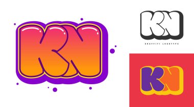 Festival ya da parti için KN logo tasarımı. Graffiti tarzında 