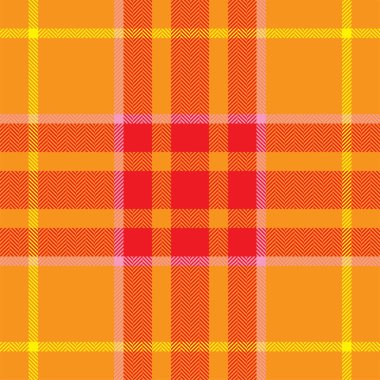 Plaid check pattern in orange and red colors. Seamless fabric texture. Tartan textile print design. clipart