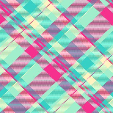 Kesme vektör dokusu arka plan, geniş ekose desenli dikişsiz. Nane ve pembe renk paletinde bant tart tekstil denetimi.