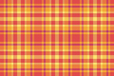 Yay deseni dokusu, görüntü vektör tartan kumaşı. Tekstil ekoseli arkaplanı kırmızı ve kehribar renk paletinde soldur.