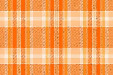 Yenidoğan tekstil dokusu, nötr ekose kontrol vektörü. Şablonsuz arka plan kumaş parlak ve turuncu renk paleti.