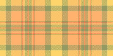 Oktoberfest Tekstil Kumaşı, vektör geçmişini kontrol et. Sonbahar deseni turuncu ve kireç renginde ekosesiz ekoseli kumaş paleti.