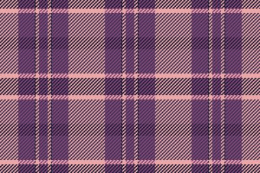 Tazılar kusursuz desenli tartan, geometrik kontrol tekstil dokusu. Mor ve açık renk paletinde karnaval ekose kumaş vektör arkaplanı.