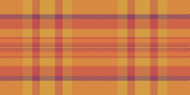 Erkeksi vektör desenli tartan, fabrika dokusu kontrolü. Geometrik ekose kumaş, kehribar ve turuncu renk paletinde kusursuz tekstil..
