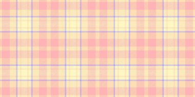 Yastıksız tartan vektör, kapalı dokuda ekose kumaş. Golf arkaplan deseni ışık ve şeftali rengi paletinde kumaşı kontrol et.