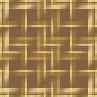 Yataksız tartan arka plan, ikonik vektör desenli tekstil. Ekose kumaş dokusunu turuncu ve sarı renk paletiyle kontrol et.