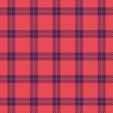 Bebek kumaşı desenli, hediye kâğıdı arka plan vektör tekstili. Pembe ve kırmızı renk paletindeki deliksiz ekose desen kontrolü.