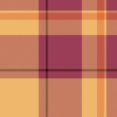 Ürün kumaş kontrol şablonu, internet dokusu tekstil tartan. Turuncu ve kırmızı renk paletinde renksiz ekoseli vektör arkaplanı.