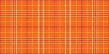 Paketlenmiş ekose kumaş, yemek dokusu tekstil kumaşı. Turuncu ve kırmızı renk paletinde arka plan ekose vektörünün geliştirilmesi.