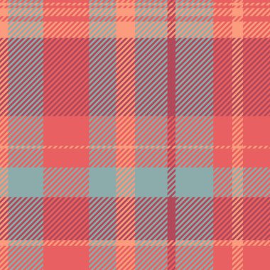 Geleneksel şablon kontrolü, 20 'lerin ekose kumaşı. Eşsiz vektör dokusu kırmızı ve pastel renk paletinde kusursuz kumaş.