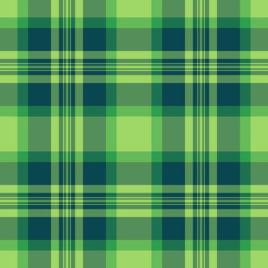 Olgun, pürüzsüz tekstil vektörü, el yapımı doku arka planı. Flanel tartan kumaş ekoseli yeşil ve cyan renk paletini kontrol et.